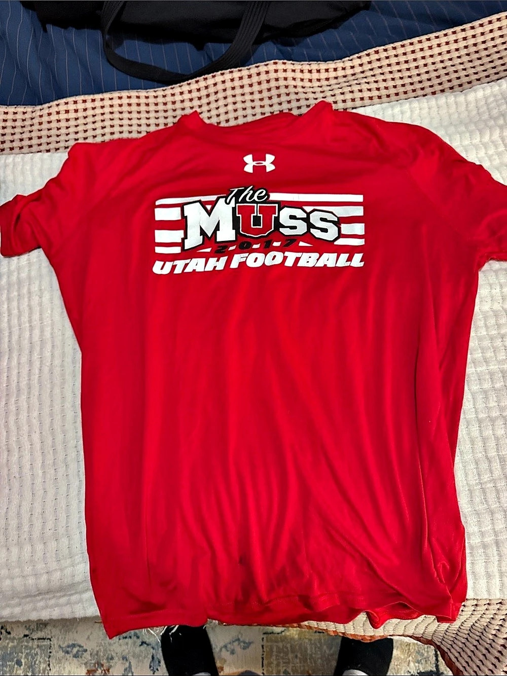 Under Armour Utah Utes The MUSS HeatGear T-Shirt Utah Football Red White Size